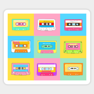 Retro Cassette Tapes in Rainbow Colors Sticker